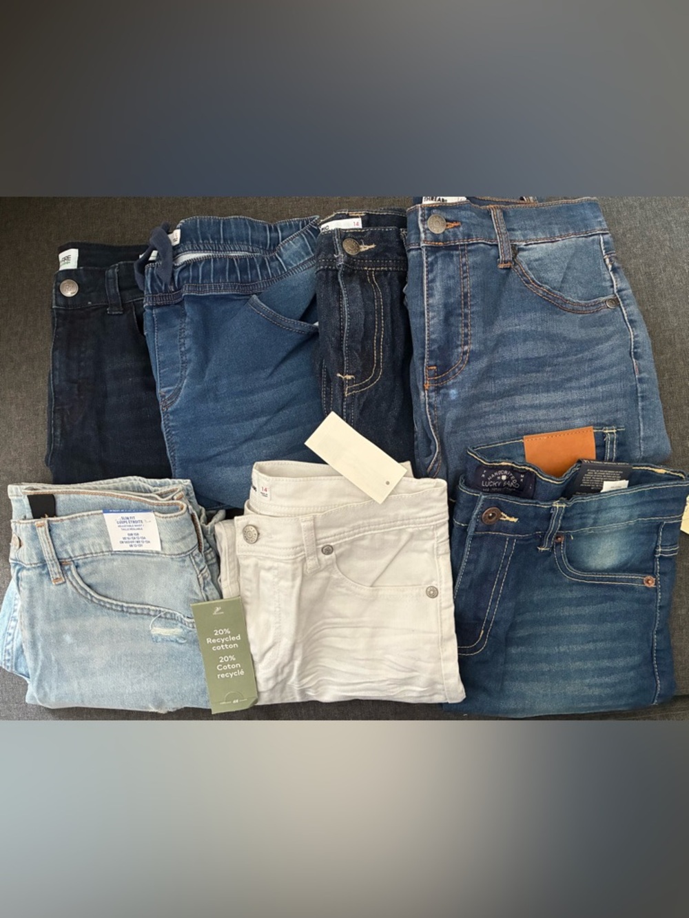 Lucky Brand Kids Denim Shorts Bundle - Dark Blue, Medium Blue, Light Blue, White